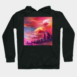 Sunset over the city in the clouds Hoodie